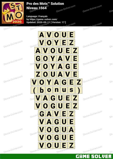 Solution Wordalot Niveau 1564 .